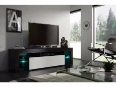 Meuble tv 160 cm noir et blanc mat avec led rgb