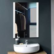 Miroir de Salle de Bain avec Système Anti-buée et Bouton Tactile Blanc Froid 70*50 cm