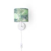 Paco Home - Lampe à Poser Bureau Applique Abat-Jour Tissu Chevet E14 Fleurs Jungle Déco Lampe murale - Blanc, Design 3 (Ø18 cm)