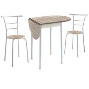 Pegane - Ensemble de table à manger extensible et 2 chaises pour cuisine jardin en bois finition chêne