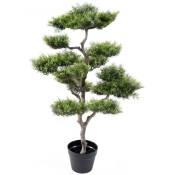 Pegane - Plante artificielle haute gamme Spécial extérieur / pin artificiel bonsai - Dim : 95 x 60 cm