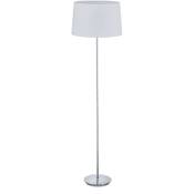 Relaxdays - Lampe droite avec abat-jour, pied chromé, e 27, d 40 cm, pour salon, sur pied, 148,5 cm, blanc.