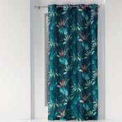 Rideau a oeillets 140 x 260 cm polyester imprime blue garden - Sans