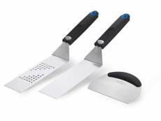 Set 3 ustensiles à plancha: 2 spatules flexibles & un coupe légumes napoléon 70081