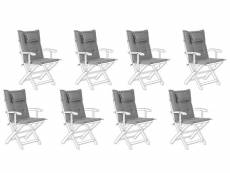 Set de 8 coussins en tissu gris pour chaises de jardin
