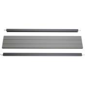 Set de finition pour brise-vue en wpc Sarthe, profil de finition brise-vent, poteaux en aluminium 90cm, gris - grey