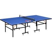 Sportnow - Table de ping pong tennis de table pliable 8 roues - filet, 2 raquettes, 3 balles inclus - noir bleu - Bleu