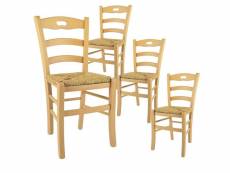 Suzy - lot de 4 chaises naturelles et assises en paille