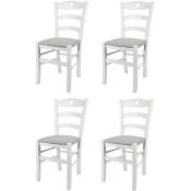 T M C S - Tommychairs - Set 4 chaises cuore pour cuisine, bar et salle à manger, robuste structure en bois de hêtre laqué en couleur blanc et assise