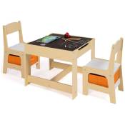 Table à dessin réversible + 2 chaises GABRIEL avec bacs de rangement - Bois