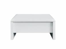 Table basse relevable - blanc laqué - l 75 x p 75