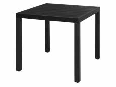 Table de jardin noir 80 x 80 x 74 cm aluminium et wpc 42790