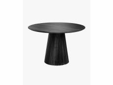 Table de jardin ronde coloris noir en bois de mindi massif - diamètre 120 x hauteur 78 cm