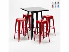 Table haute + 4 tabourets en métal style tolix industriel new york
