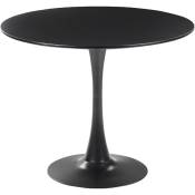 Table Noire avec Plateau Rond 90 cm en mdf et Pied Unique en Métal Design Traditionnel pour Salle à Manger ou Cuisine Moderne et Scandinave Beliani