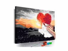 Tableau à peindre par soi-même - arbre en forme de coeur (lever de soleil) A1-MA_0125