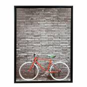 Tableau imprimé vélo rouge sur cadre en bois noir