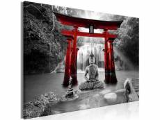 Tableau zen buddha smile (1 part) wide red taille 90 x 60 cm PD12624-90-60