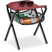 Tabouret pliant camping, avec poche, jusqu'à 120 kg, pliable, léger, siège plage, HxLxP: 39x29x35 cm, rouge - Relaxdays