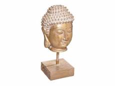 Tête de bouddha déco avec socle "asie" 23cm or