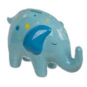 Tirelire éléphant bleu en céramique