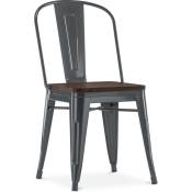 Tolix Style - Chaise de salle à manger - Design Industriel - Bois et Acier - Stylix Gris foncé - Bois, Acier - Gris foncé