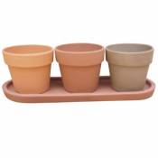 Trio de pots pour plantes aromatiques terre cuite ø9