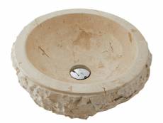 Vasque à poser / lavabo en marbre coloris beige - diamètre 40 x hauteur 15 cm