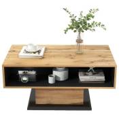 VersLife Table basse de salon, Table basse de bois, meuble d'appoint avec tiroir sans poignée, avec grand espace de rangement, marron