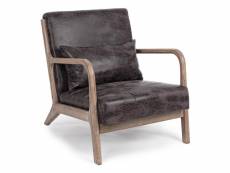Vincent - fauteuil scandinave marron aspect cuir vintage