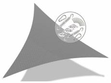 Voile d ombrage triangle hdpe avec 19 pcs kit de montage 5x5x5m gris