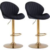 Wahson Office Chairs - Tabouret de Bar Lot de 2 Chaise de Bar Réglable Tabourets Hauts avec Dossier pour Bar Cuisine, Velours, Noir