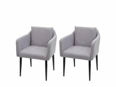 2x chaise de salle à manger hwc-h93, chaise de cuisine chaise longue ~ tissu/textile gris clair