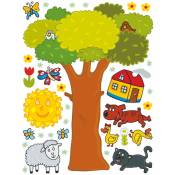 Ag Art - Sticker Arbre géant, chien, mouton et maison