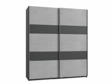 Armoire de rangement aude portes coulissantes 135 cm béton gris clair rechampis graphite 20100890991
