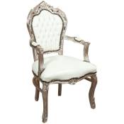 Biscottini - Fauteuil lit Fauteuil rembourré Fauteuil tapissé avec accoudoirs en bois Chaise de chambre 60X60X107 cm Style français Louis xvi - blanc