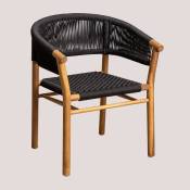 Chaise de jardin en bois avec accoudoirs Tenay Supreme Sklum Noir - Noir