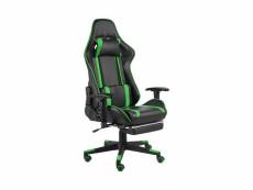 Chaise de jeu, fauteuil gamer, chaise gaming, siège de bureau réglable pivotante avec repose-pied vert pvc