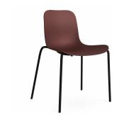Chaise en aluminium noir et coque en polypropylène bordeaux Langue - NORR11