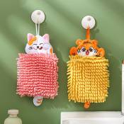 Chat rose + tigre jaune) Lot de 2 serviettes à main,