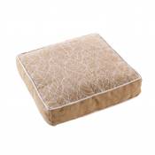 Coussin de sol en jute avec imprimé feuilles - Blanc - 40 x 40 x 8 cm
