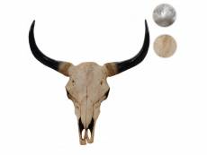 Crâne déco 45cm hwc-t454, trophée tête de taureau en polyrésine, intérieur/extérieur - argent
