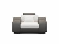 Dydda - fauteuil relax en cuir blanc et gris