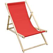Ecd Germany - Chaise Longue en Bois de Pin - Rouge - Pliable 120 kg Réglable à 3 Positions de Couchage Bain de Soleil pour Intérieur et Extérieur