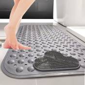 Ersandy - Tapis de douche antidérapant 70 x 40 Cm Tapis de bain avec ventouse, idéal pour le massage des pieds - Gris