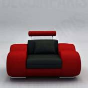 Fauteuil cuir relax design noir et rouge OSLO