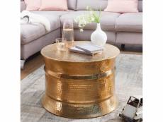 Finebuy table basse de salon aluminium martelée 62x41x62 cm metal orientale | petite table de canapé ronde | design table d'appoint moderne