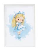 Impression de Alice encadrée en bois blanc 43X33 cm