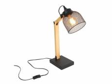 Lampe de bureau inclinable en bois et métal - h.38 cm - noir