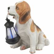 Lampe solaire décorative pour chien de jardin à lumière solaire pour l'extérieur, beagel avec lanterne, batterie rechargeable, 1x LED, LxlxH